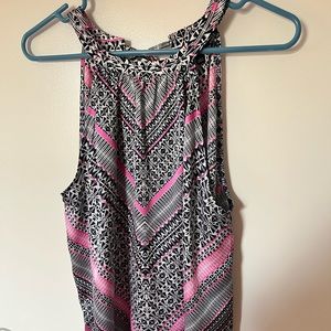 The Limited Large navy, white, pink sleeveless top
